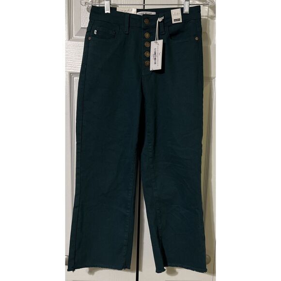 Judy Blue Los Angeles High Waist Wide Leg Crop 1/25, Teal Green,‎ JB88104C, New - Picture 10 of 12